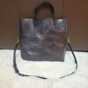 Madewell The Foldover Transport Bag in Black Leather
